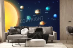 Fototapeta: Podpisane planety wokół słońca