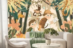 Fototapeta: Podróżnicy i zwierzątka w dżungli