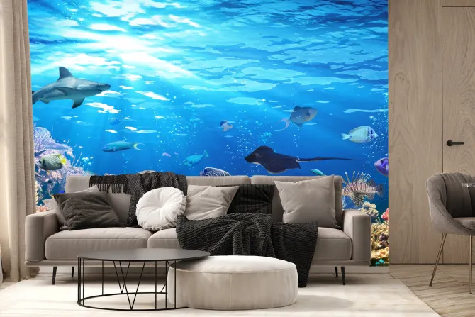 Fototapeta: Podwodna scena z kolorową rafą koralową