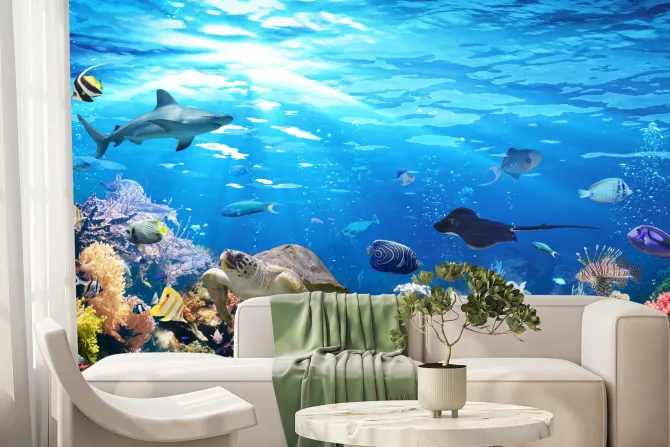 Fototapeta: Podwodna scena z kolorową rafą koralową