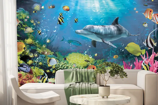 Fototapeta: Podwodny świat rafy z kolorowymi rybami