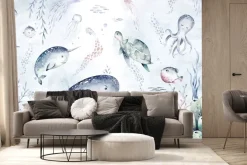 Fototapeta: Podwodny świat i rośliny akwarela