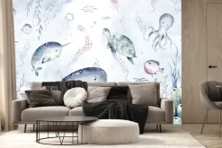 Fototapeta: Podwodny świat z żółwiem i rybami