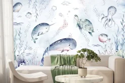 Fototapeta: Podwodny świat z żółwiem i rybami