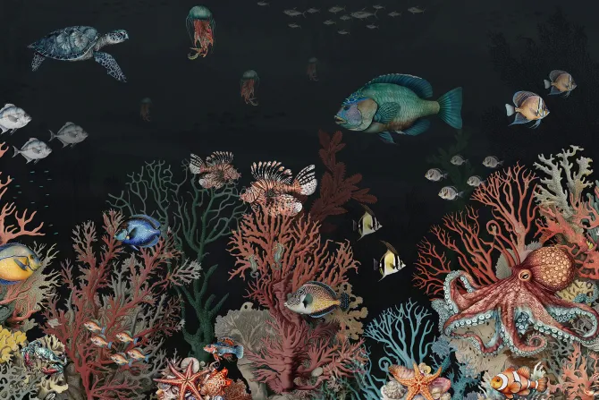 Fototapeta: Podwodny świat z kolorowymi rybami i rafą koralową