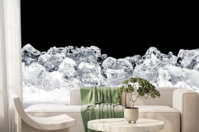 Fototapeta: Pokruszone kostki lodu na ciemnym tle