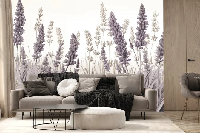 Fototapeta: Polana z kwiatami lawendy