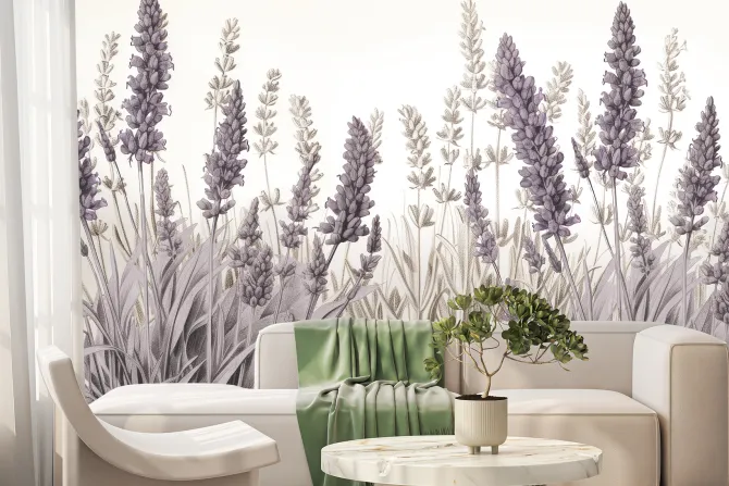 Fototapeta: Polana z kwiatami lawendy