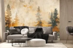 Fototapeta: Polana z lasem sosnowym