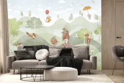 Fototapeta: Polana z sarenkami i lisami