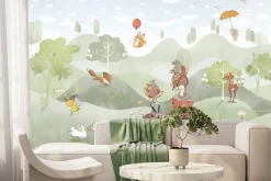 Fototapeta: Polana z sarenkami i lisami