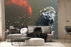 Fototapeta: Pole planetoid lub meteorytów w przestrzeni kosmicznej, formowanie