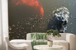 Fototapeta: Pole planetoid lub meteorytów w przestrzeni kosmicznej, formowanie