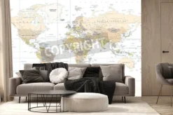 Fototapeta: Polityczna fizyczna topograficzna barwiona światowej mapy wektoru