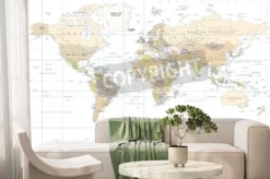 Fototapeta: Polityczna fizyczna topograficzna barwiona światowej mapy wektoru