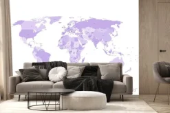 Fototapeta: Polityczna mapa świata w fioletowym kolorze