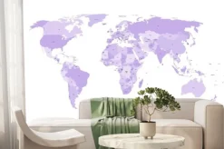 Fototapeta: Polityczna mapa świata w fioletowym kolorze