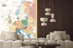 Fototapeta: Polityczna mapa europy kolorach retro