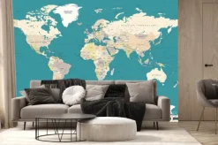 Fototapeta: Polityczna mapa świata z oceanami