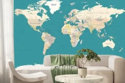 Fototapeta: Polityczna mapa świata z oceanami