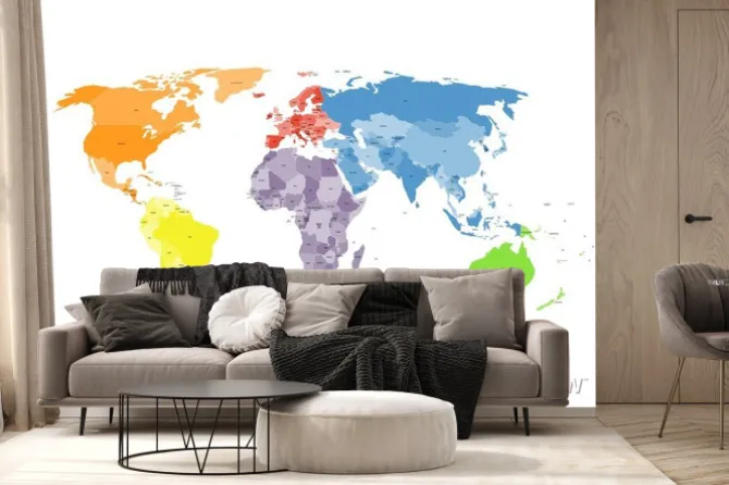 Fototapeta: Polityczna mapa świata na białym tle.