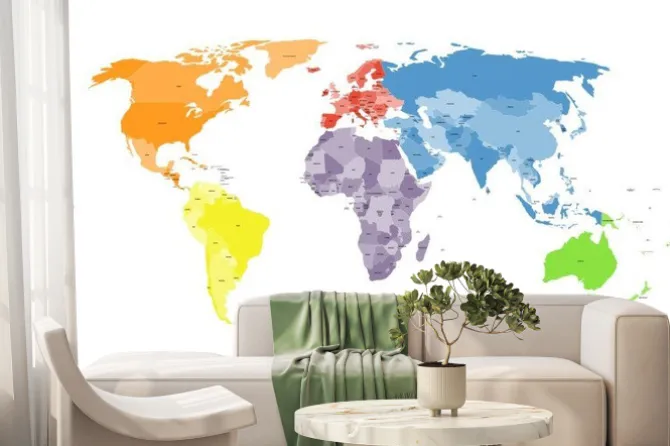 Fototapeta: Polityczna mapa świata na białym tle.