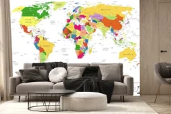 Fototapeta: Polityczna mapa świata z ikon nawigacji