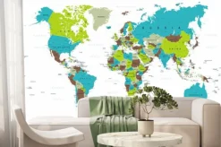 Fototapeta: Polityczna mapa świata z angielskimi napisami