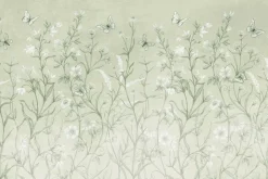 Fototapeta: Polna łąka z kwiatami i motylami w zieleni