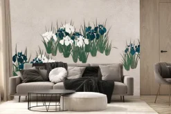 Fototapeta: Polne kwiaty na jasnym tle