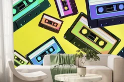 Fototapeta: Pop music style attributes eighties, retro old school concept.