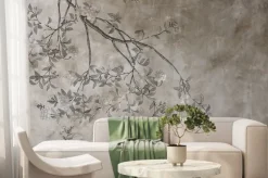 Fototapeta: Popękane betonowe tło ściany vintage z gałęzią