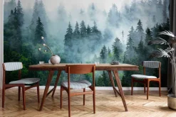 Fototapeta: Poranna mgła nad gęstym lasem