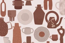 Fototapeta: Porcelanowe dzbanki z talerzami i kubkami