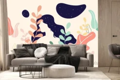 Fototapeta: Portrait of a woman and tree backgroun the night, brighter stars.