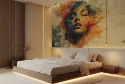 Fototapeta: Portret kobiety w akwareli na murze