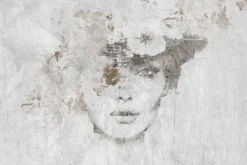 Fototapeta: Portret kobiety w kapeluszu z kwiatami