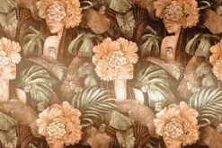 Fototapeta: Portret kobiety z kwiatami na głowie tropikalny vintage wzór