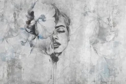 Fototapeta: Portret kobiety w artystycznym stylu z kwiatami