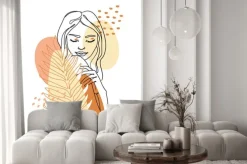 Fototapeta: Portret kobiety z liściem w stylu nowoczesnym