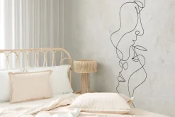 Fototapeta: Portret w stylu line art na betonowym tle