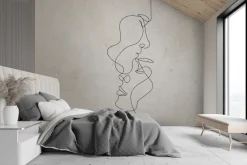 Fototapeta: Portret w stylu line art na betonowym tle