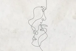 Fototapeta: Portret w stylu line art na betonowym tle