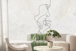 Fototapeta: Portret w stylu line art na betonowym tle