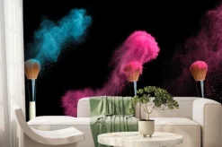 Fototapeta: Powderbrush na czarnym tle z niebieskim proszku powitalny