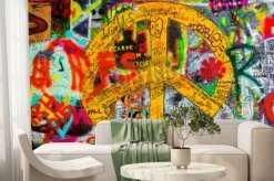 Fototapeta: Praga, czechy - 21 maja 2015: znak pokoju na znani muru johna