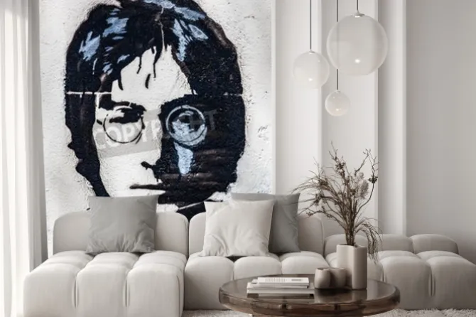 Fototapeta: Prague, republika czeska - 29 kwietnia 2016: mur lennon, portret.