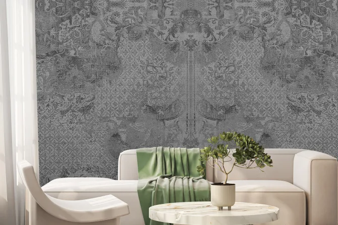 Fototapeta: Prowansalski wzór w kolorach szarości