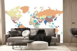 Fototapeta: Przerywana mapa świata sześciokątnych kropek
