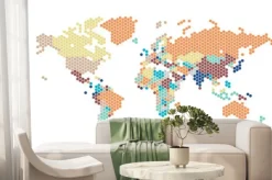 Fototapeta: Przerywana mapa świata sześciokątnych kropek